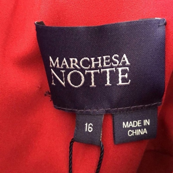 MARCHESA Evening Gown notte wine floral appliqué trumpet gown dress 16 - Picture 11 of 16